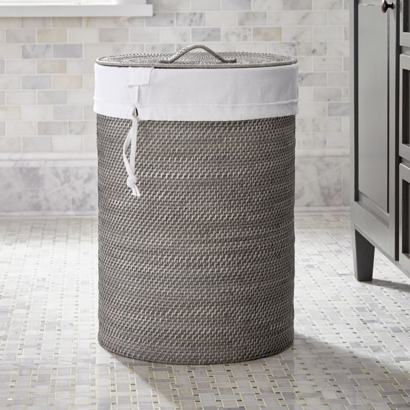 Sedona Grey Hamper with Liner + Reviews | Crate and Barrel | Crate & Barrel