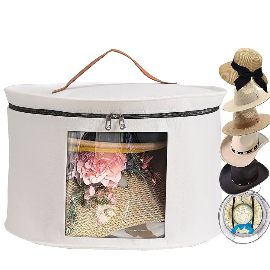 Hat Boxes for Women Travel, Organizer with Lids, Round Hats Carrier Case, Large, Toys Storage Cas... | Amazon (US)