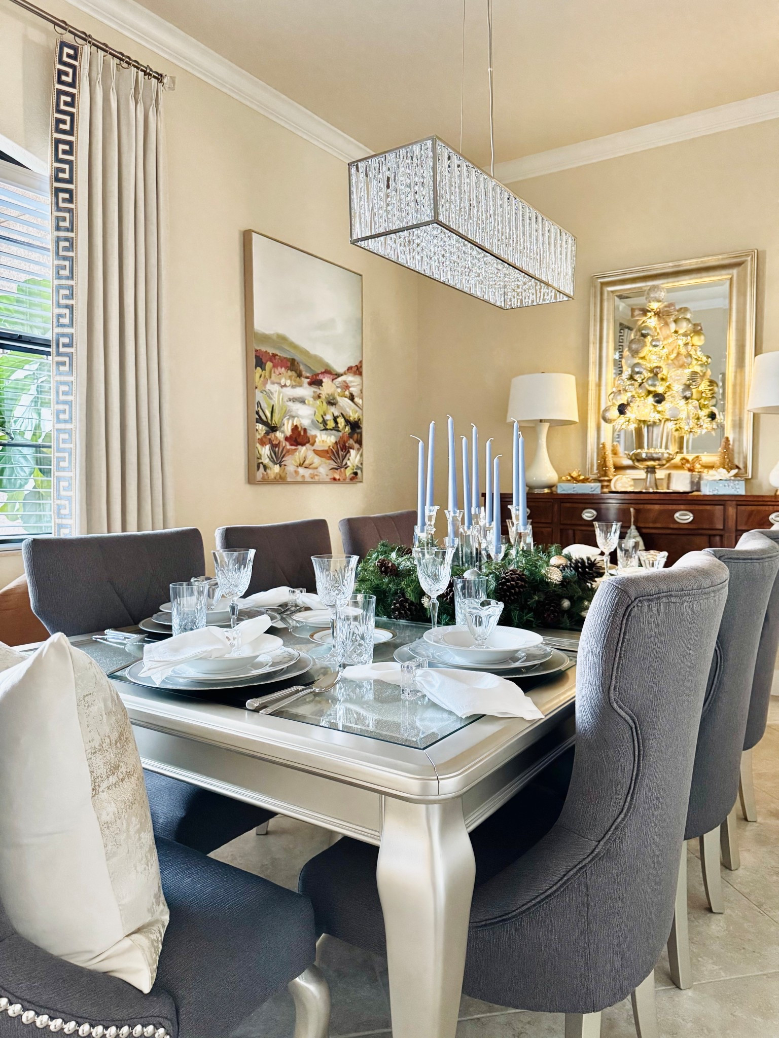 🌲Create cozy & festive spaces throughout your home this holiday season! Our formal dining room view! 

Home Decor | Holiday Decor | Dining Room Decor | Amazon Home | Throw Pillow Covers | Black Friday Deals | Drapes | #AmazonFinds #FoundltOnAmazon
