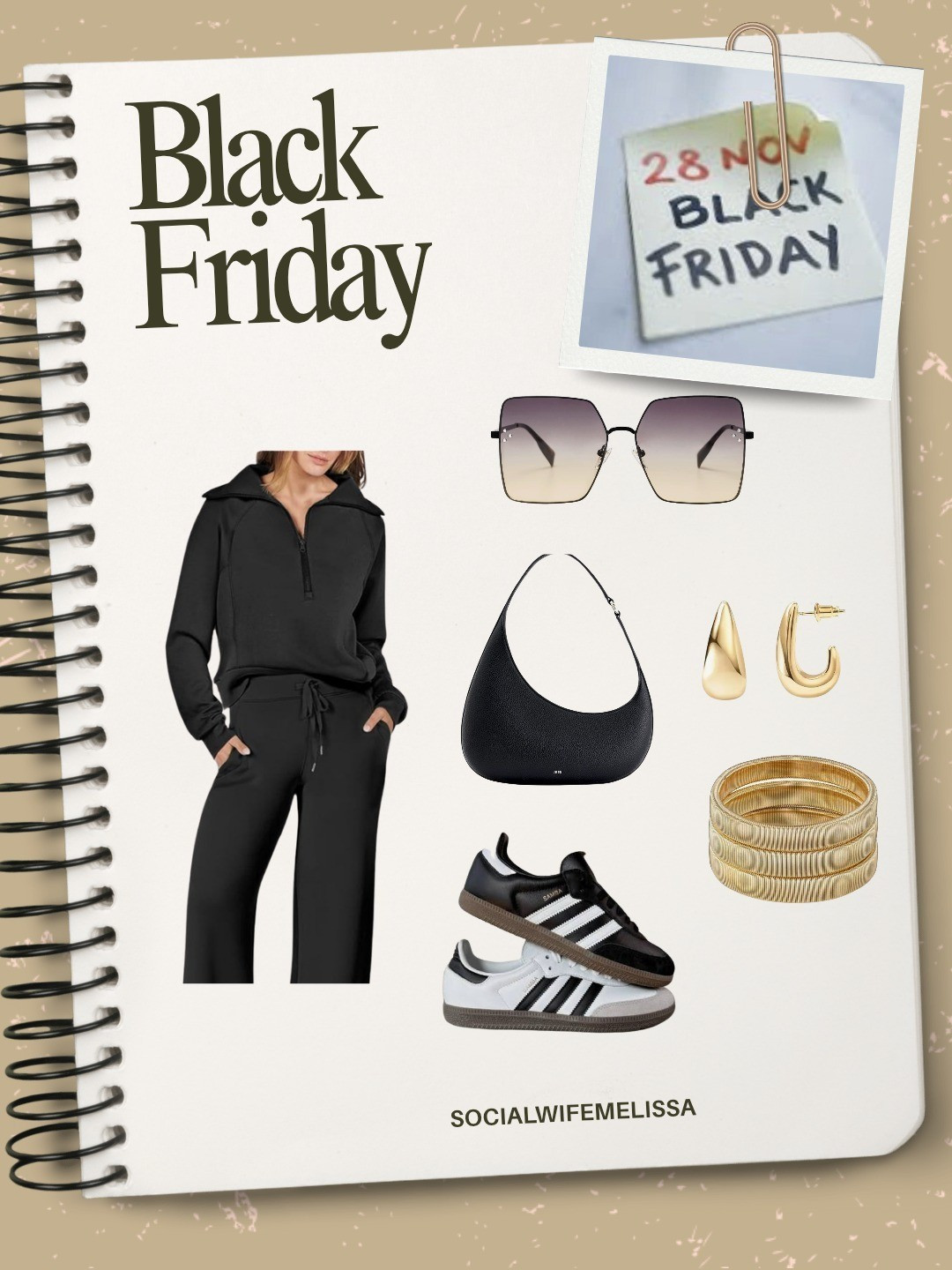 Black Friday Cozy Chic Finds Black Friday deals are too good this year, so I pulled together my go-to cozy chic outfit — effortless, elevated, and perfect for everyday errands or travel days. Think luxe lounge set, classic Sambas, a minimalist shoulder bag, and gold accessories that make the whole fit look intentional.If you’re building a comfy capsule wardrobe or shopping Black Friday fashion steals, everything is linked for you. Happy shopping, friends! 🖤✨#BlackFridayDeals #BlackFridayStyle

#LTKOver40 #LTKCyberWeek #LTKGiftGuide