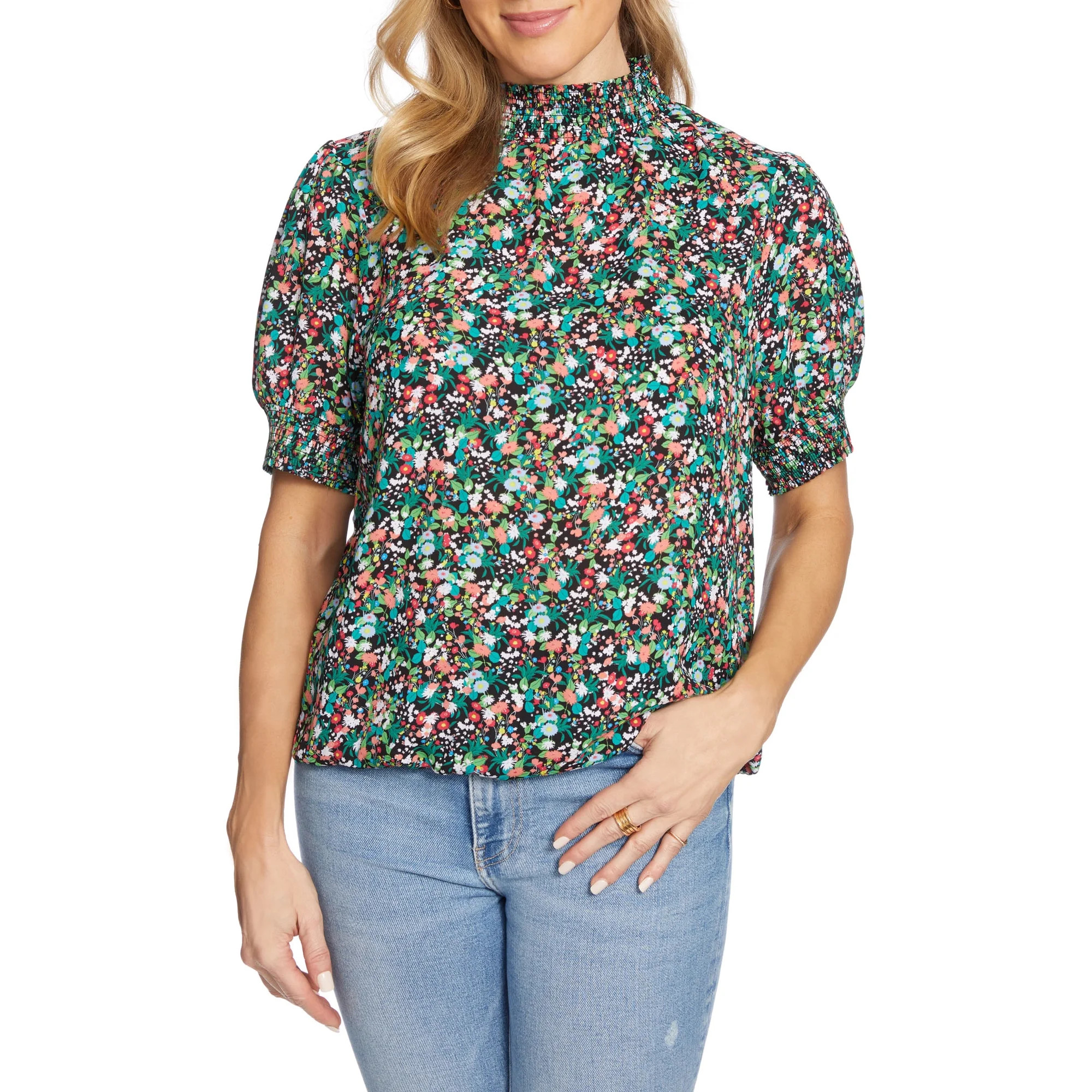 Cooper & Ella - Cooper & Ella Women's Smocked Neck Short Sleeve Blouse - Walmart.com | Walmart (US)