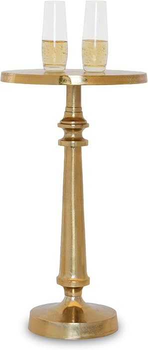 Small Round Gold Side Table by Objet D’Art, Accent, End, Pedestal, Martini, Cocktail and Drink ... | Amazon (US)