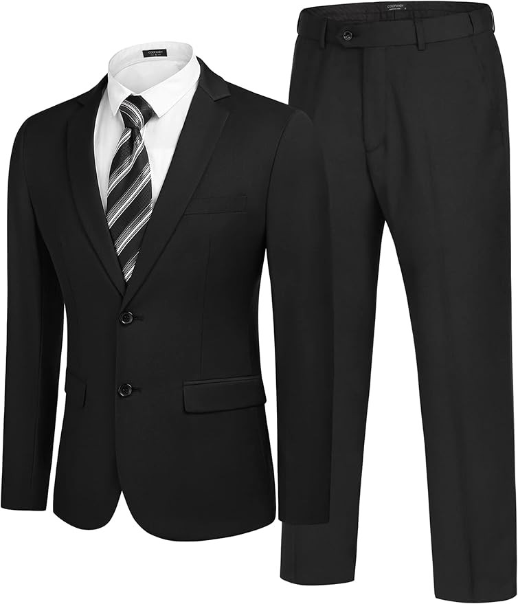 COOFANDY Men's 2 Piece Suits Classic Fit 2 Button Dress Suits Tuxedo Jacket Blazer for Wedding Bu... | Amazon (US)