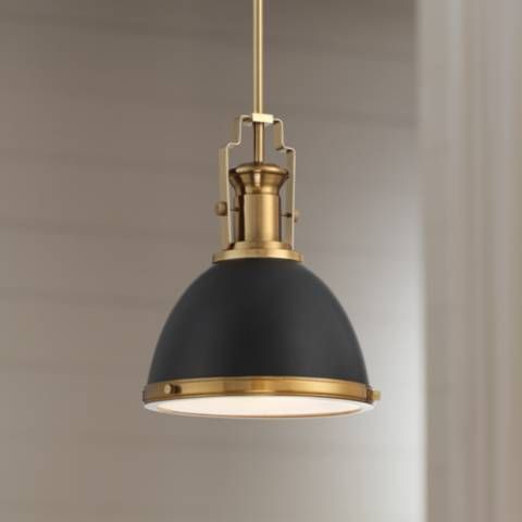 Possini Euro Posey 9 3/4" Wide Black and Brass Dome Mini Pendant - #64T25 | Lamps Plus | Lamps Plus