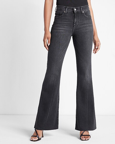 Mid Rise Black 70s Flare Jeans | Express