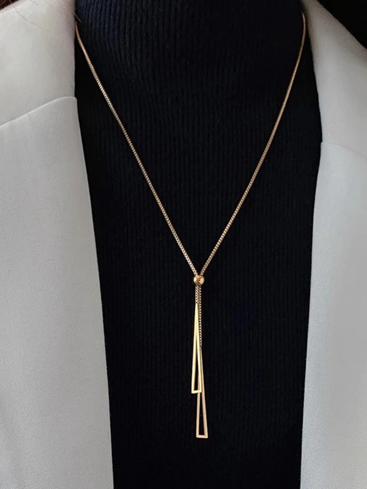 Golden Lariat Tassel Necklace | Commense