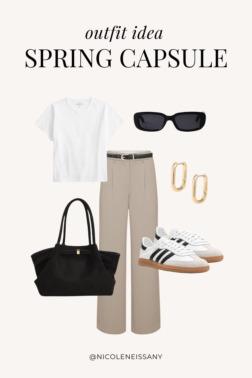 Spring outfit idea featuring my 2025 Spring Capsule Wardrobe staples | casual spring outfit, spring brunch outfit, spring date night outfit, spring date outfit, elevated casual spring outfit, spring work outfit, spring office outfit, casual spring outfit idea, spring outfits, spring shoes, 2025 spring trends, 2025 spring fashion trends, neutral capsule wardrobe, minimalist capsule wardrobe | basic tee, t-shirt, tailored pants outfit, adidas samba outfit, adidas samba sneakers, adidas samba decon sneakers, spring sneakers, spring shoe trends, tote bag, spring bags, spring bag trends, gold square hoop earrings

#LTKSpring 

 

#LTKPetite #LTKTravel #LTKSaleAlert #LTKShoeCrush #LTKWorkwear #LTKFindsUnder100 #LTKStyleTip #LTKFindsUnder50 #LTKSeasonal