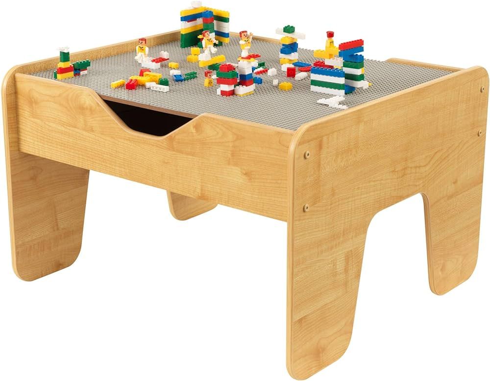KidKraft Reversible Wooden Activity Table with Board with 195 Building Bricks – Gray & Natural,... | Amazon (US)