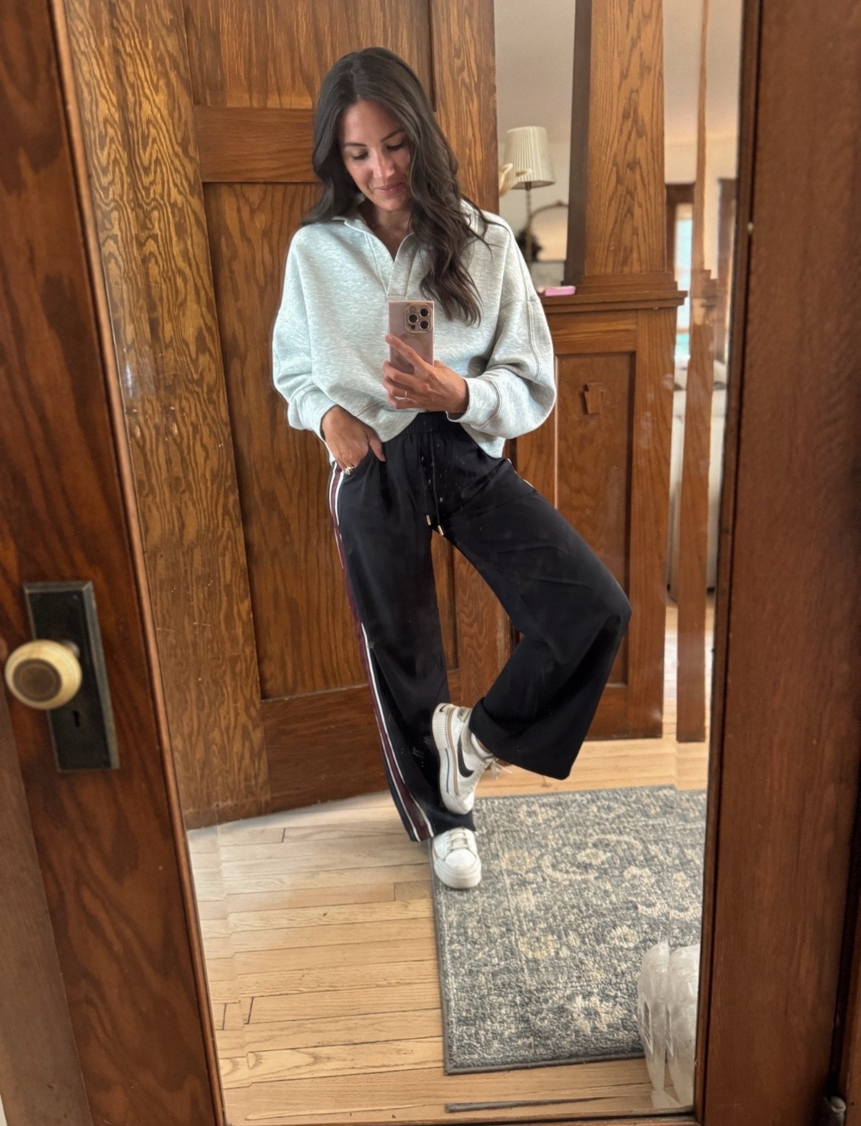 Nothing beats an outfit that feels like pajamas but still looks pulled together 🙌 Cozy half-zip + easy track pants + sneakers = my go-to uniform lately. 

#LTKStyleTip #LTKSeasonal

#LTKActive #LTKStyleTip #LTKBeauty