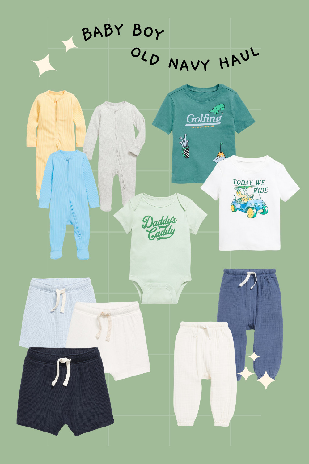 Baby boy Old Navy haul!

My son is 6 months but wears size 12-18 at Old Navy. I stocked him up in our favorite zipper sleepers (these only go up to 6-9 mo but are stretchy and fit big), tshirts, shorts and pants for spring and summer. 

We love the golf themed items! 

Baby Boy Old Navy  

 #LTKSaleAlert #LTKBaby #LTKKids