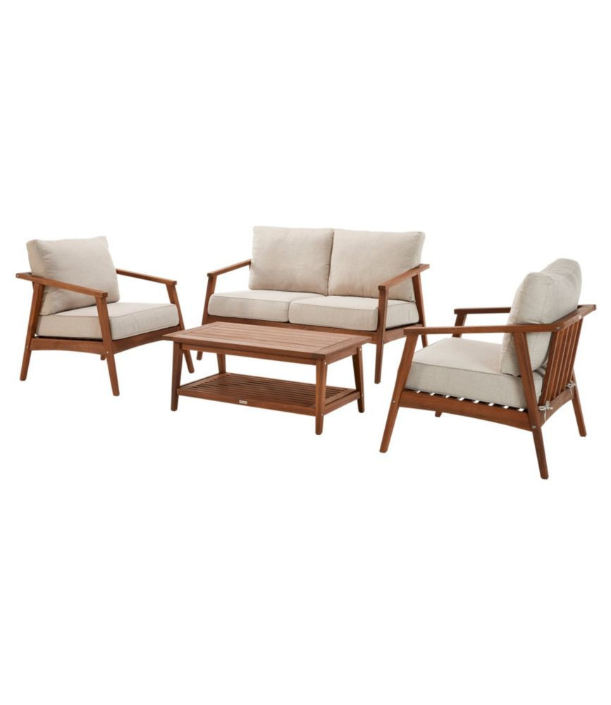 Eucalyptus 4-Piece Patio Set Natural, Wood/Hardwood/Stainless Steel | L.L. Bean
