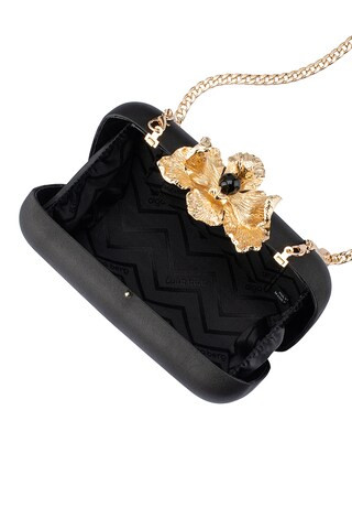 Adele Orchid Lock Clutch in Black | Revolve Clothing (Global)