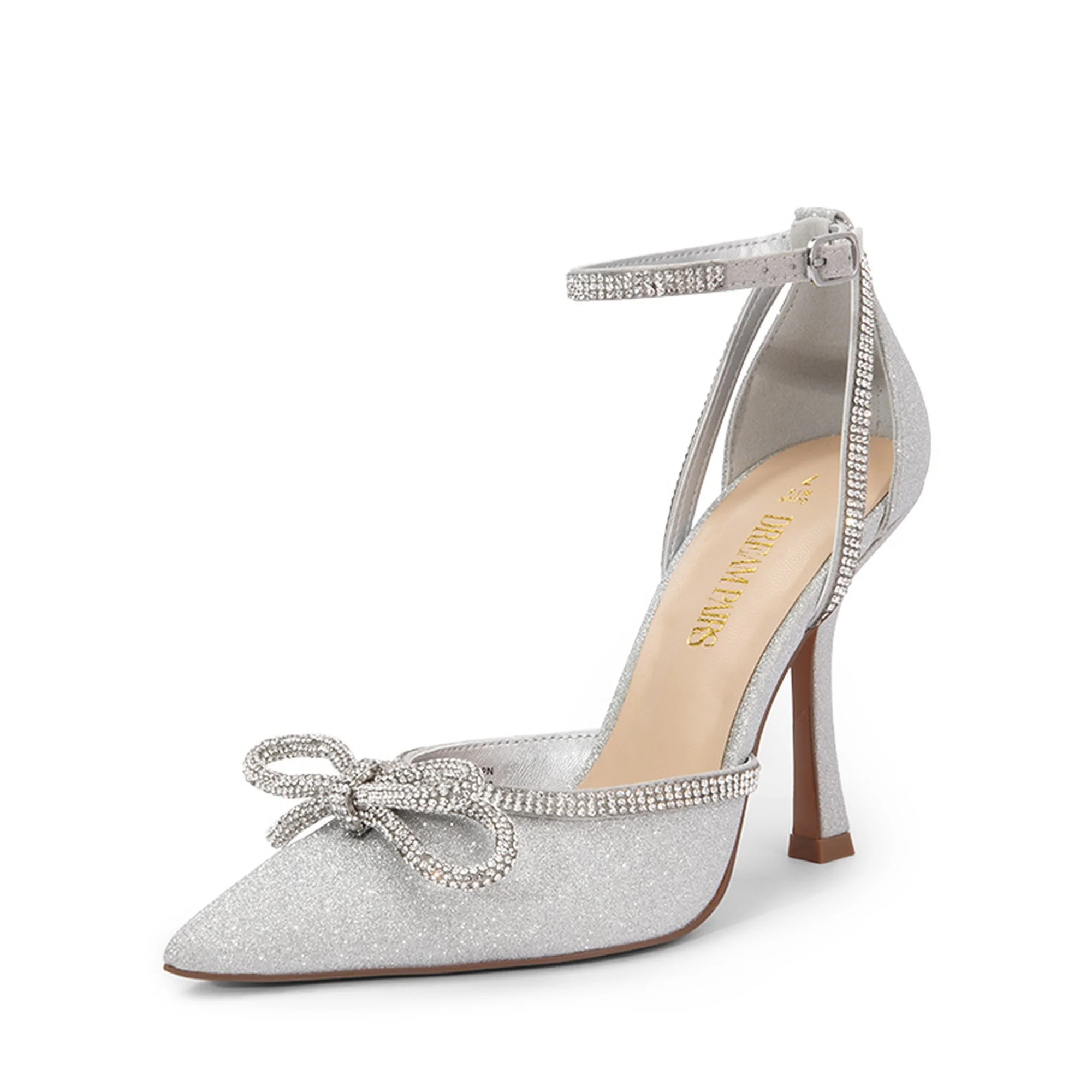 Dream Pairs Women's Stiletto Rhinestone Heels Closed Toe Buckle Closure | Walmart (US)