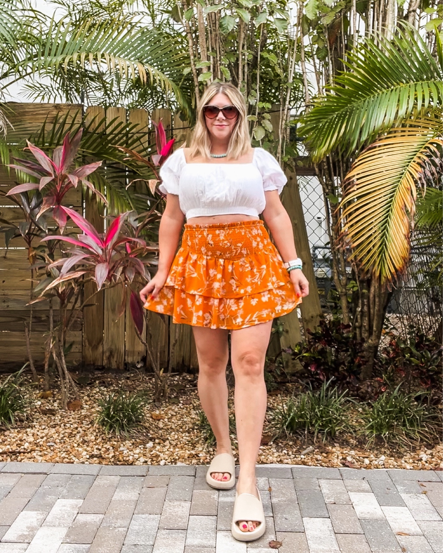 Tiered Mini Skirt M, Crop Top M, Slide Sandals 7

#LTKtravel #LTKfindsunder100 #LTKstyletip