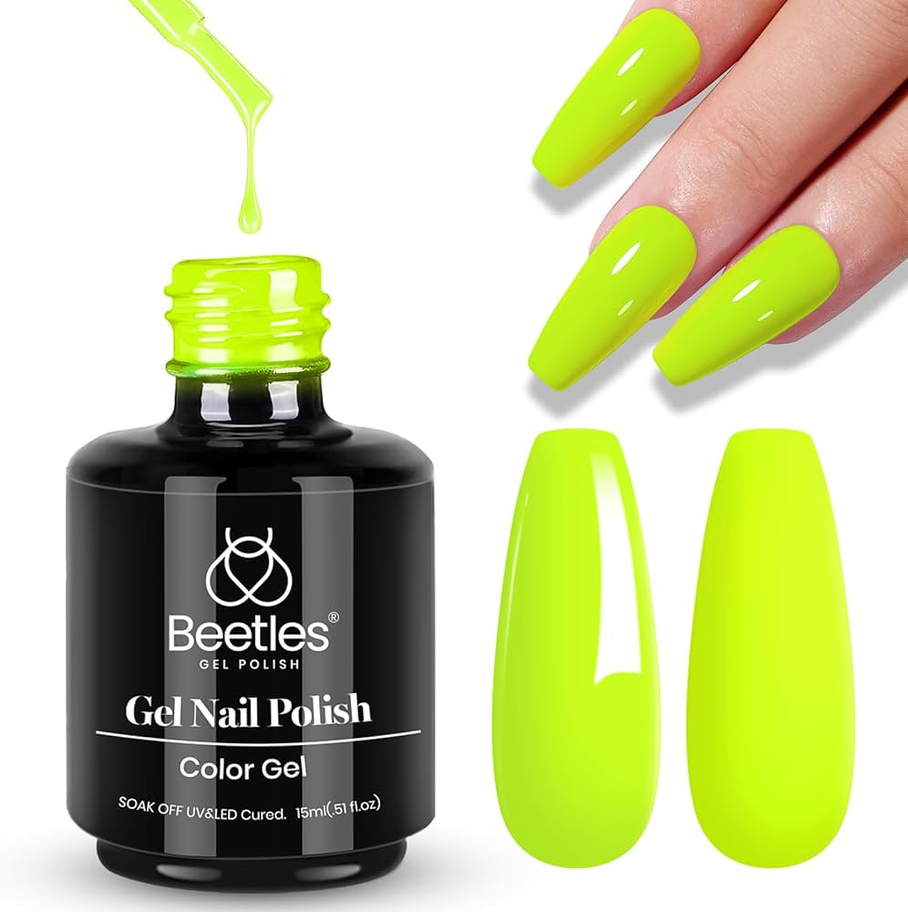 Beetles Neon Yellow Gel Polish - Vibrant Lime 15ML/0.51Fl Oz, Neon Yellow Gel Nail Polish, Soak O... | Amazon (US)