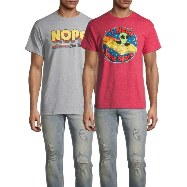 Humor Nope Not Today & Alien I Need Space Men's and Big Men's Graphic T-Shirt, 2-Pack | Walmart (US)