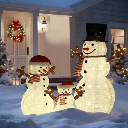 VEIKOUS Lighted Christmas Pop Up Snowman Family Decor - Set of 3 | Walmart (US)