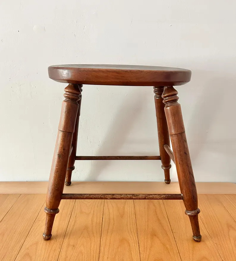 Lovely Primitive Turned Wood Stool Antique Side Table - Etsy | Etsy (US)