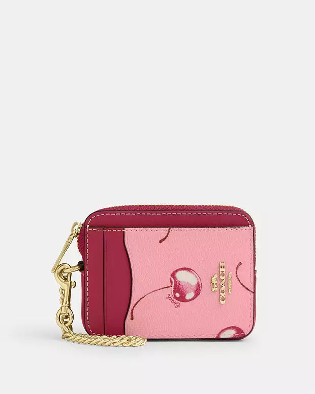 Zip Card Case With Cherry Print | Coach Outlet US