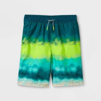 Boys' Ombre Tie-Dye Volley Swim Trunks - Cat & Jack™ Green | Target