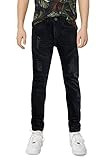 X RAY Slim Fit Biker Pants for Little Boys Kids – Distressed Skinny Moto Jeans Denim, Jet Black Moto | Amazon (US)