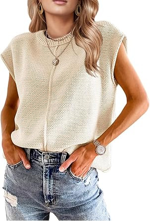 Womens Spring Fashion 2026 Summer Tops Boho Sweater Trendy Western Casual Cap Sleeve Rodeo Vest C... | Amazon (US)