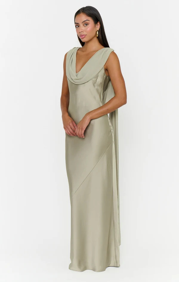 Maya Maxi Dress ~ Moss Green Luxe Satin | Show Me Your Mumu