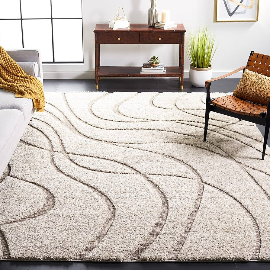 SAFAVIEH Florida Shag Collection X-Large Area Rug - 11' x 15', Cream & Beige, Non-Shedding & Easy... | Amazon (US)