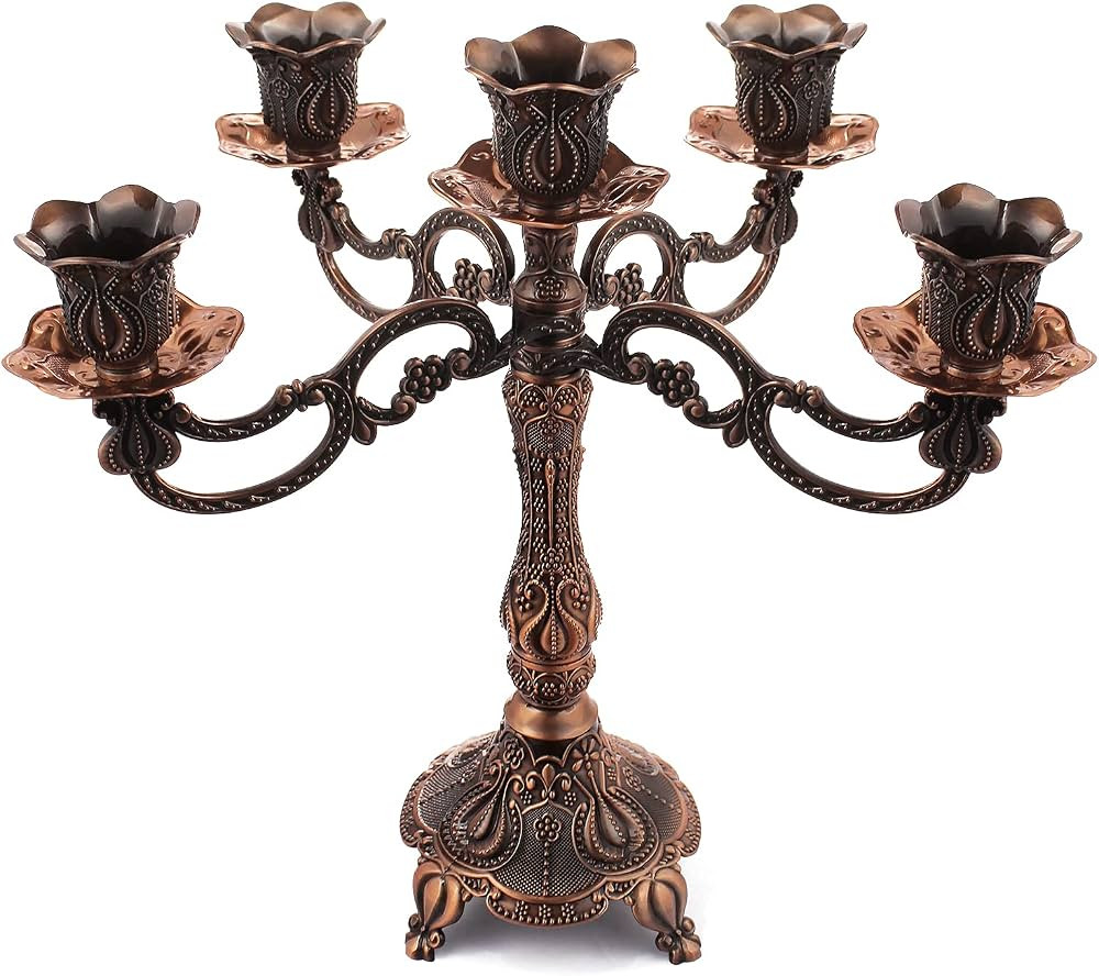 FANWNKI 5-Candle Metal Candelabra 10.3 Inch Tall Candlestick Candle Holders for Home Decor Weddin... | Amazon (US)