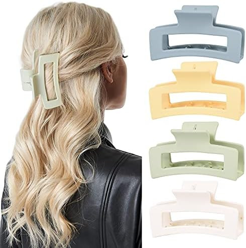 Aileam Hair Claw Clips Large Hair Clips Banana for Women Girls Thin Hair Yellow Green Acrylic Rec... | Amazon (US)