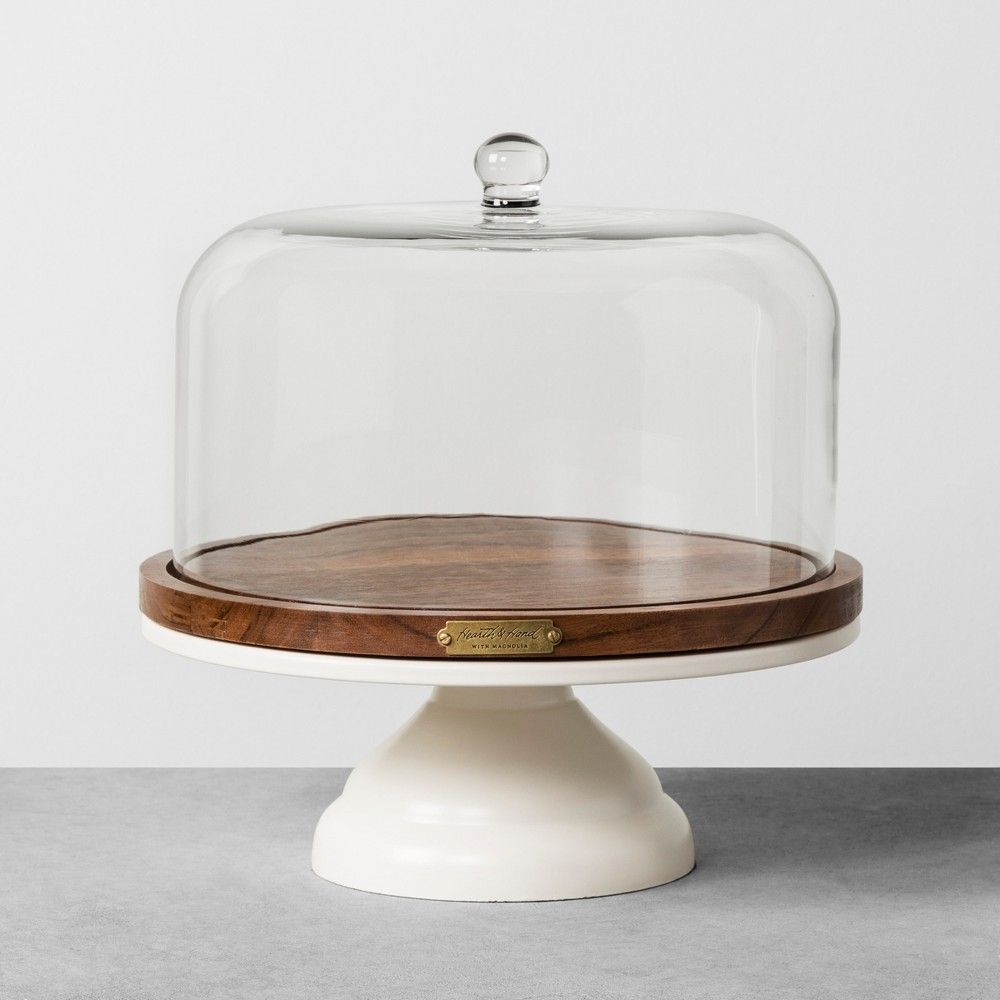 Covered Cakestand Sour Cream / Wood - Hearth & Hand with Magnolia | Target