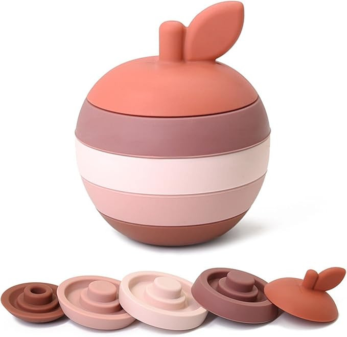 ROSIE BEE Silicone Apple Stacker Toy for Kids, Toddlers, Babies - Baby Teether Toys, Stacking, Ne... | Amazon (US)
