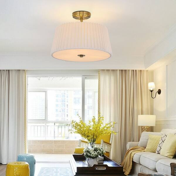Modern Fabric Semi Flush Mount Ceiling Light - 16in - Bed Bath & Beyond - 37421597 | Bed Bath & Beyond