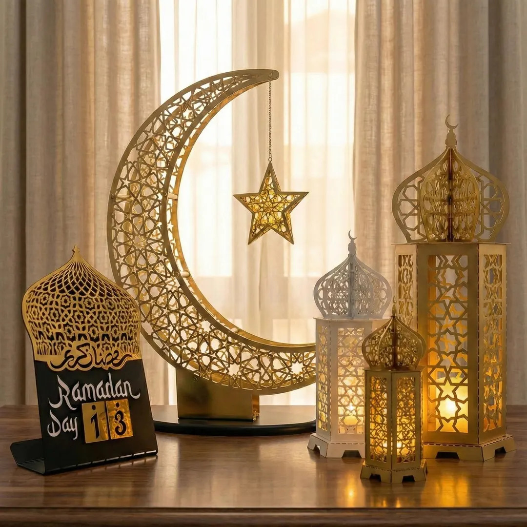 Ramadan Decoration Set of 5 Crescent Moon With Star Islamic Lanterns Ramadan Countdown Calendar E... | Etsy (US)