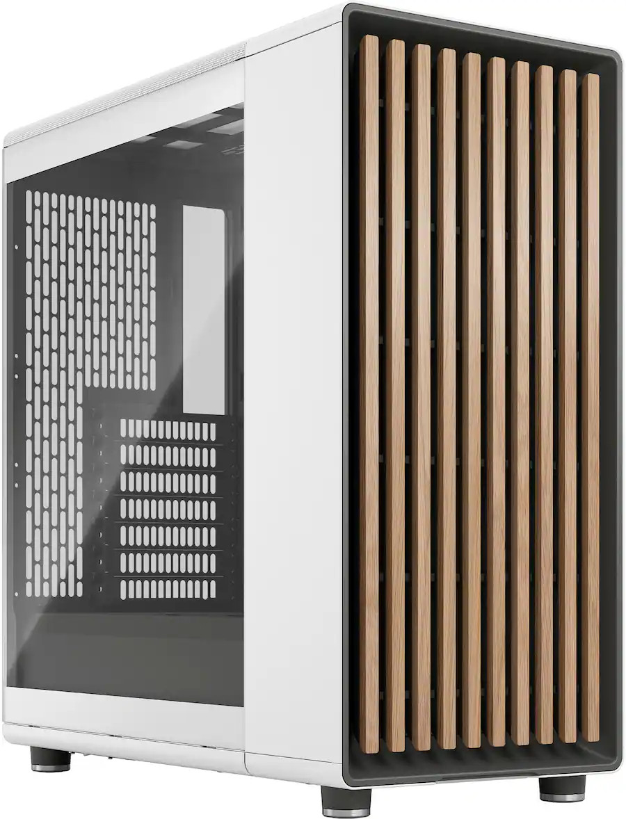 Fractal Design - North Chalk White with Oak Front and Clear TG Side Panel Mid-Tower PC Case - Whi... | Best Buy U.S.