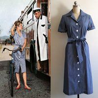Bridget Bardot Chambray Shirt Dress/ Denim God Created Woman/ Vintage 50S/ Blue Shirt Dress/ Hollywo | Etsy (US)