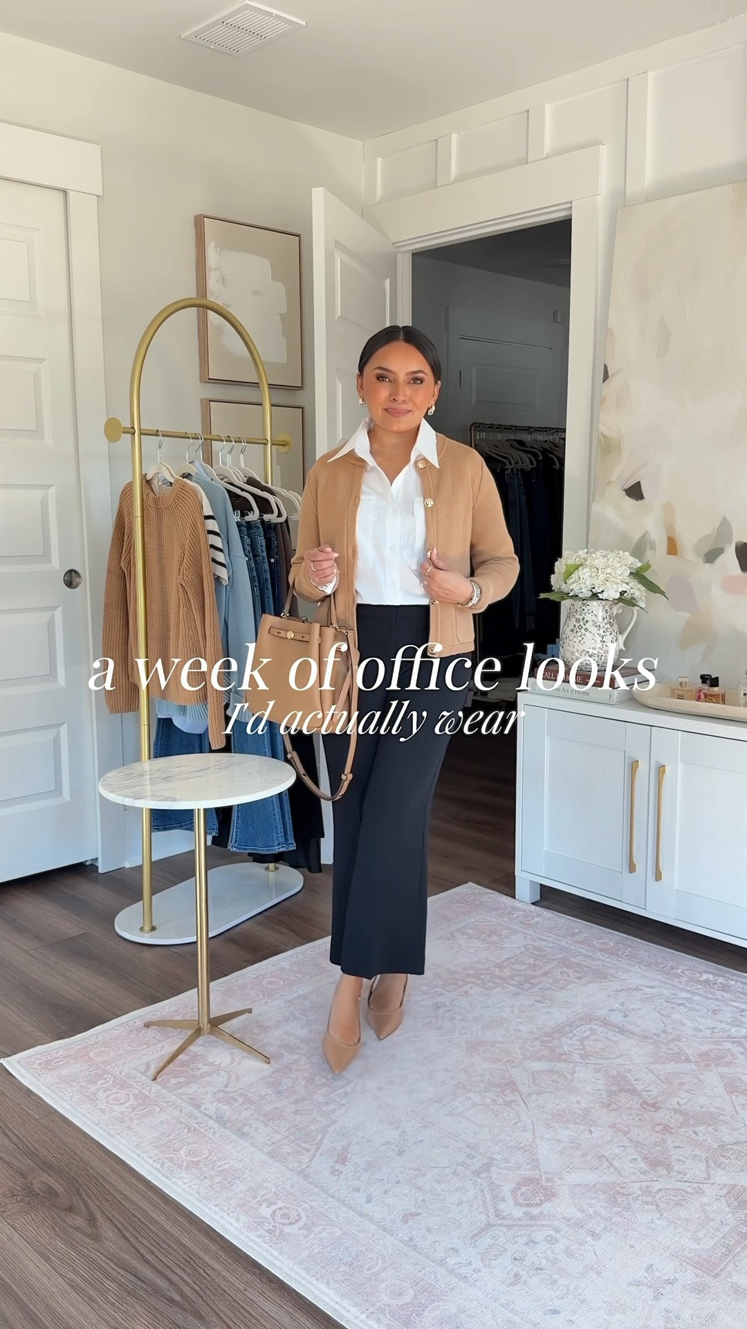 Workwear Office Outfits!
For reference: I’m 5’0, 32b bra size, and 2/26 in bottoms, pear shaped. 
*Everything I share is unaltered! TTS means true to size. Between size 5-6.5 in shoes

Moss green cardigan size xs petite TTS
Moss green button down size xxs regular TTS
Tan pants size 2 petite TTS - if these are sold out I linked another pair as similar - just the button fasten is different but same exact style!
Medium brown tan heels size 5 TTS

Camel cardigan size xs TTS
White button down is old, similar linked
Black pants size 2 petite TTS
Medium brown tan heels size 5 TTS

Cropped trench jacket size xxs regular TTS - sleeves are a little long on me so I cuff them in 
White top size xs TTS
Navy night sky wide leg pants size 2 petite TTS


Black blazer - old from Ann Taylor, similar linked
Sweater top is old, similar linked
Black ankle pants size 2 petite TTS
Reversible belt size xs TTS


Cashmere pullover size xs - if color is not available, check back for restocks!
Sweater top is old, similar linked
Heirloom color jeans 26 petite TTS - petite is labeled as Lil
Dark brown leather boots size 5.5 TTS
Reversible belt size xs TTS



#LTKPetite #LTKWorkwear #LTKootd