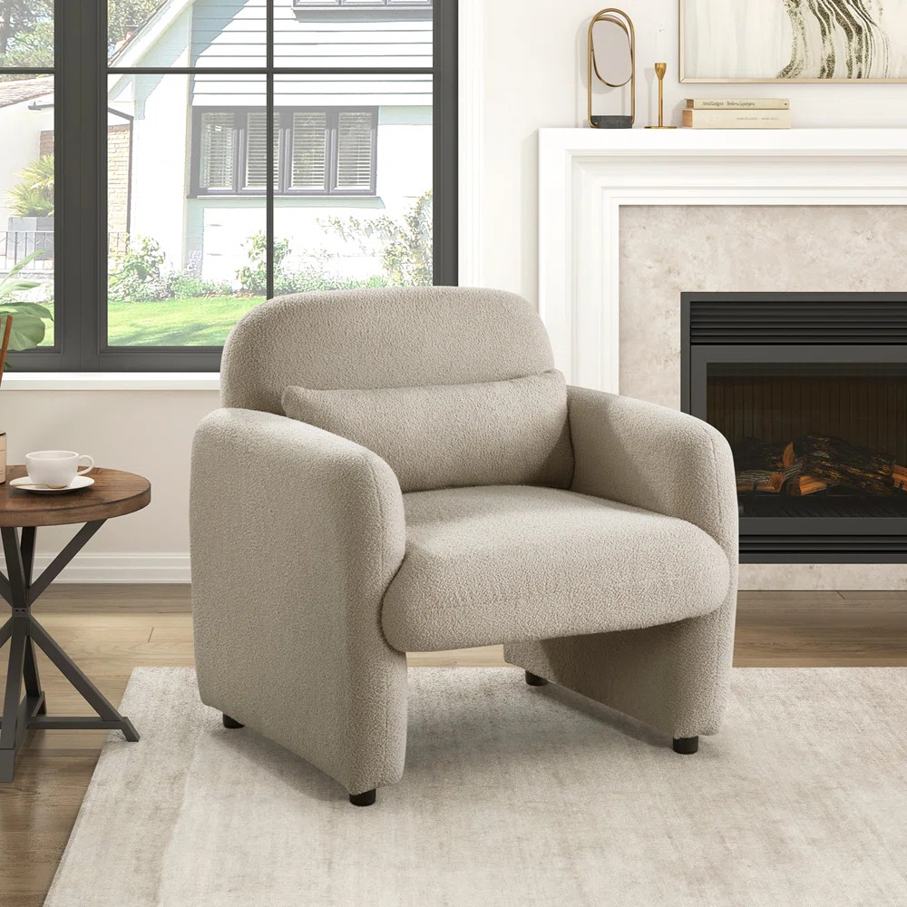 Lycon 32.5" Square Arms Boucle Chair | Wayfair North America