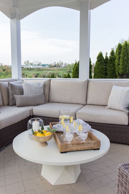 Neutral outdoor patio favorites from Kathy Kuo Home! Love how it makes the landscape and scenery pop! 

#LTKhome #LTKsalealert #LTKSeasonal