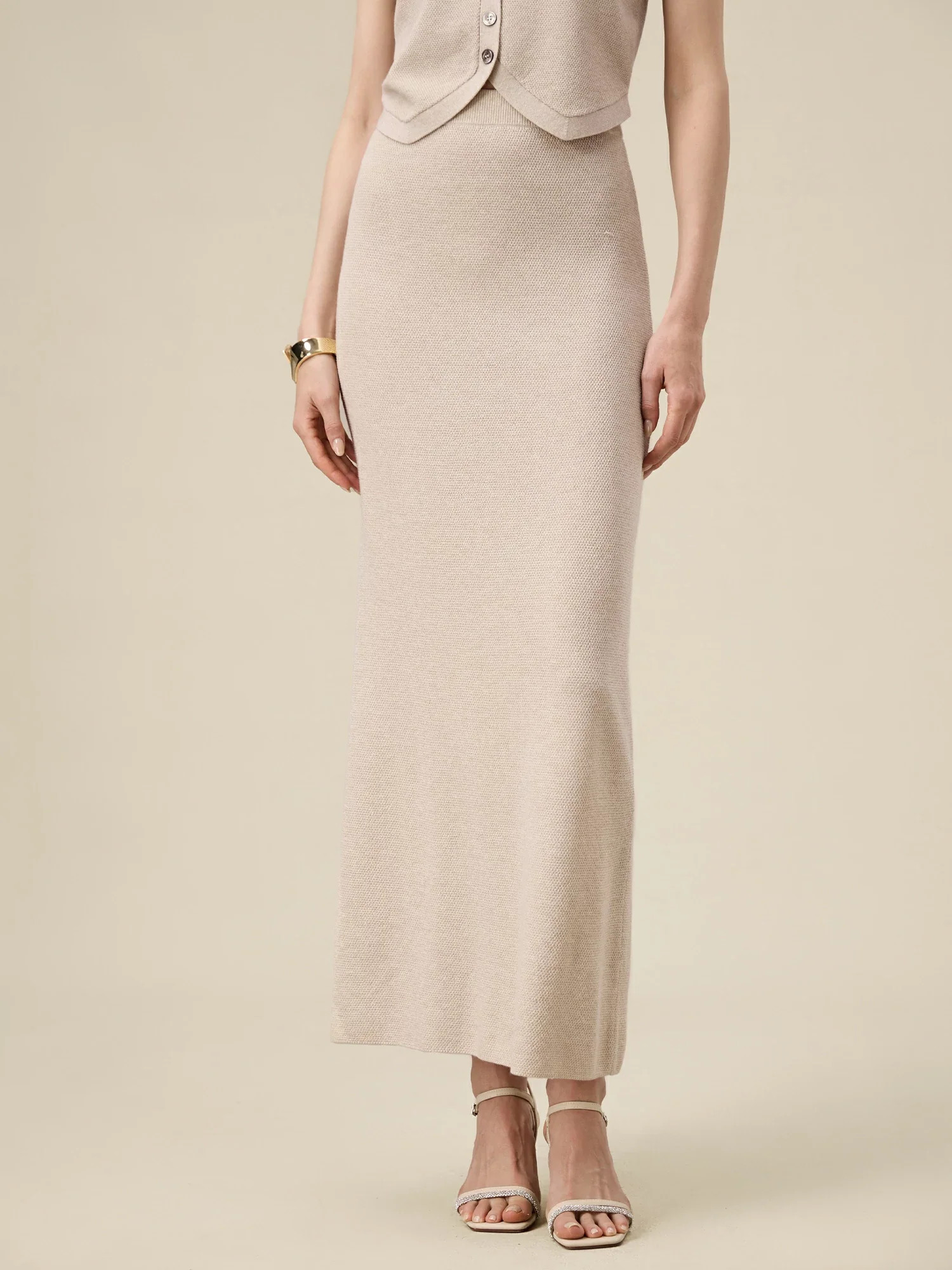 Amoretu Wool Elastic Waist Straight Knit Skirt | AMORETU