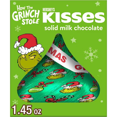 HERSHEY'S KISSES Christmas Grinch Solid Milk Chocolate Candy - 1.45oz | Target