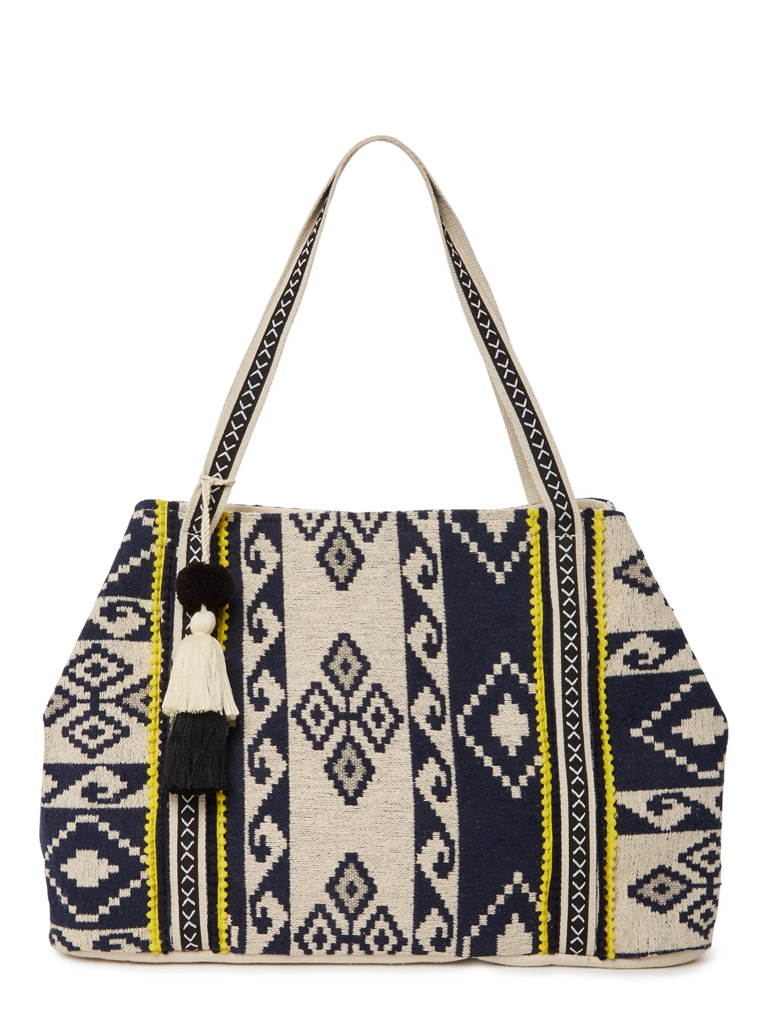 No Boundaries Women's Woven Tote Bag Navy Tribal | Walmart (US)