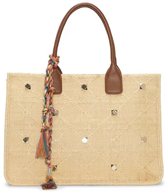 Vince Camuto Orla Studded Natural Straw Woven Braided Tassel Tote Bag | Dillard's | Dillard's