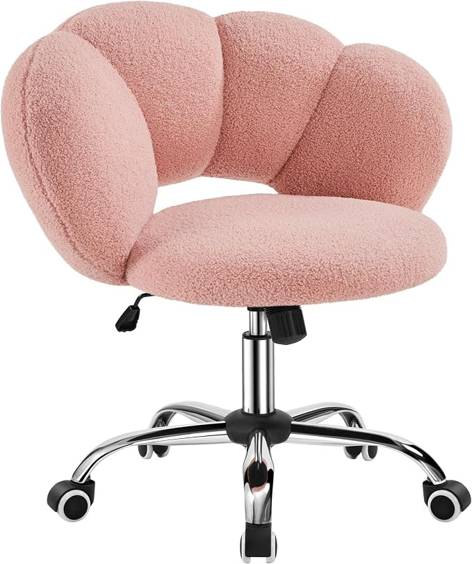 Yaheetech Boucle Upholstered Desk Chair Cloud-Shaped Vanity Chair Adjustable Home Office Chair Co... | Amazon (US)