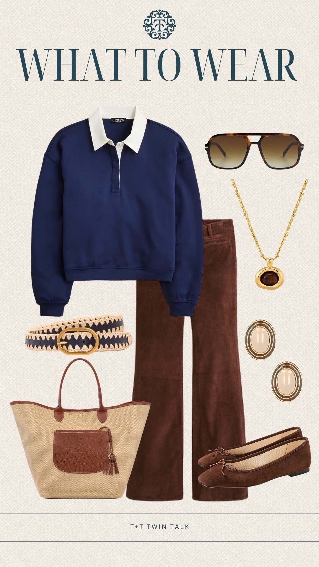 What to wear, preppy fall outfit ideas! We chose a collard shirt and brown pants from J.Crew. We paired the look with our favorite longchamp bag, a Boden belt, and accessories from Amazon! 

#LTKOver40 #LTKSeasonal #LTKStyleTip