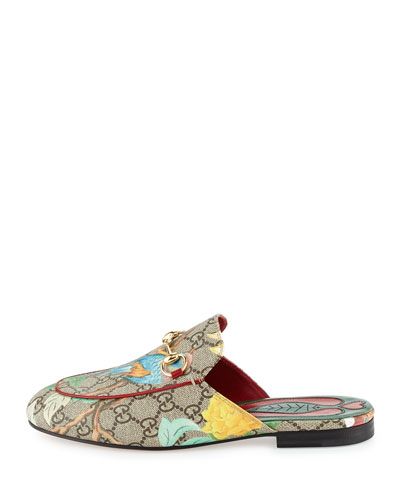 Princetown GG Canvas Horsebit Mule Slipper Flat, Multi | Bergdorf Goodman