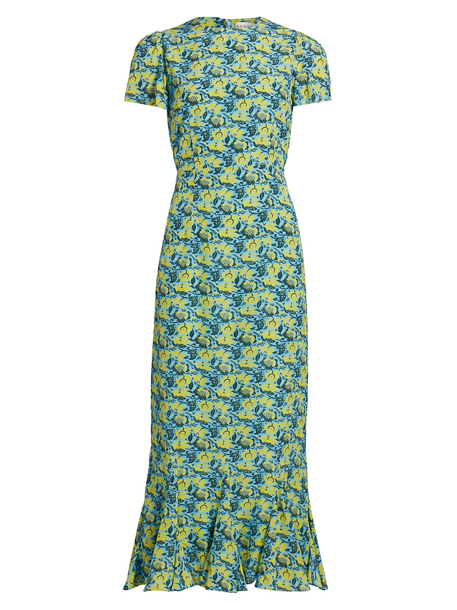 Women's Lulani Floral Flounce Midi-Dress - Blue Rio Floral - Size 8 | Saks Fifth Avenue