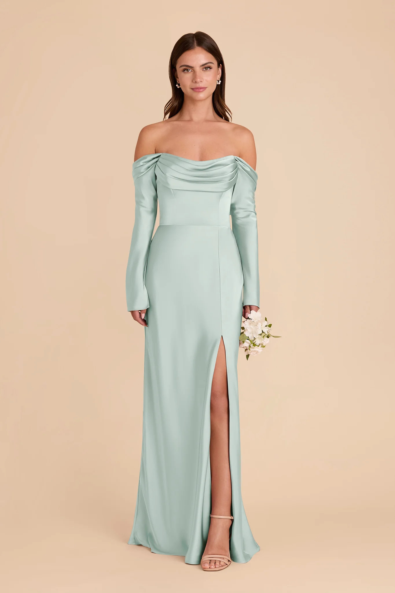 Mint Bridesmaid Dress Matte Satin Size 0X Birdy Grey Maya | Birdy Grey