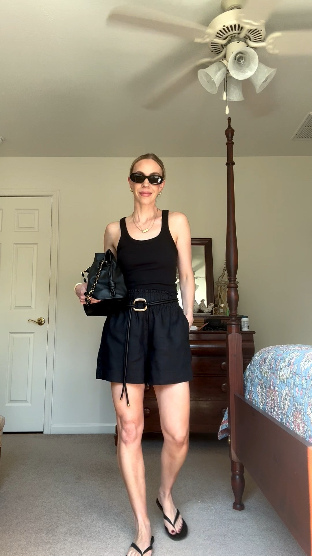 All black summer outfit over 40, @Quince linen shorts, @Madewell leather wrap belt, vacation outfit

#LTKOver40 #LTKTravel #LTKSaleAlert