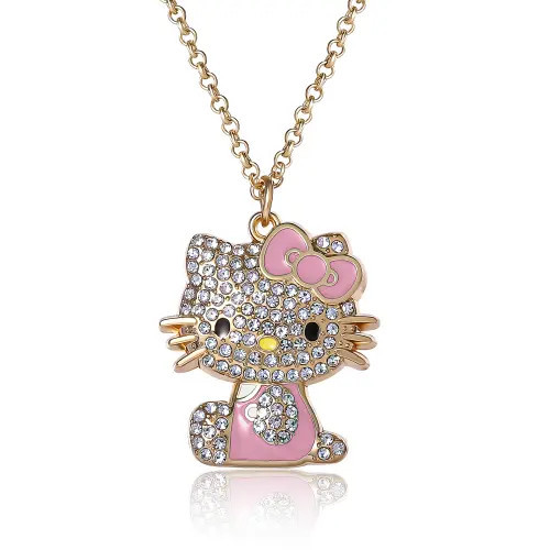 Hello Kitty Crystal Gold-Tone Pendant Necklace in Pink at Nordstrom | Nordstrom